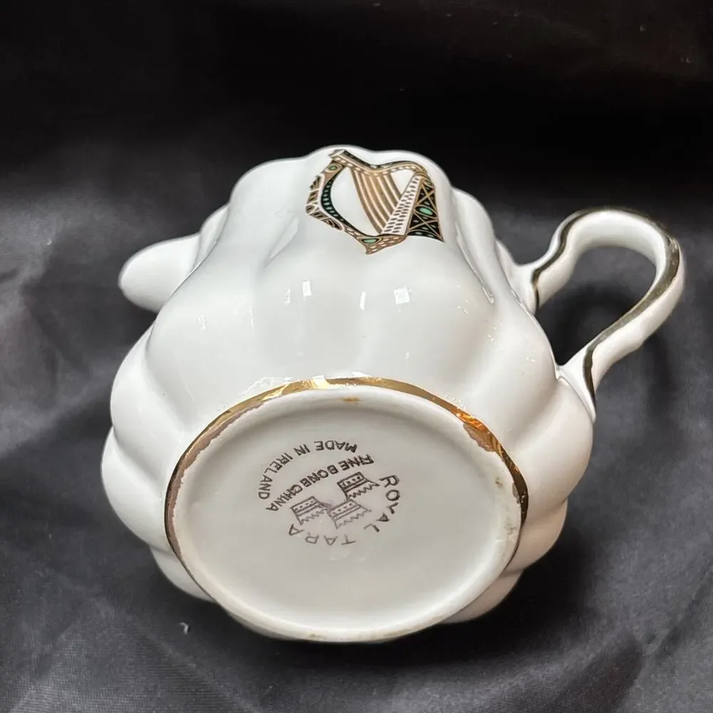 Royal Tara Ireland Small Creamer Porcelain IRISH HARP PATTERN 2.5” Celtic Harp